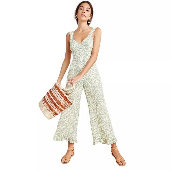 NWOT Revolve Faithfull the Brand Lameka Green Floral Jumpsuit 4 - Picture 3 of 9